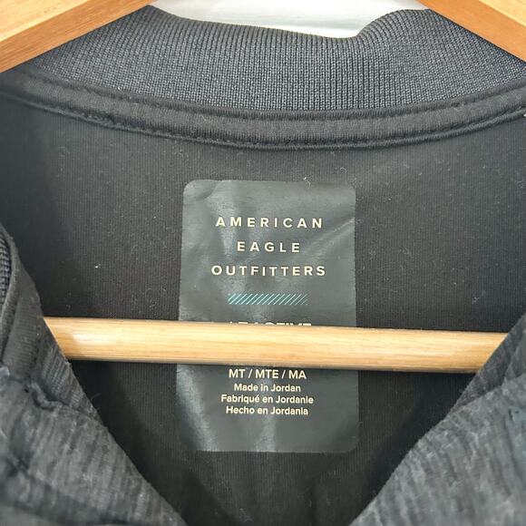American Eagle Black Active Flex Polo Shirt Moisture-Wicking Men’s Size M Tall - Picture 4 of 6